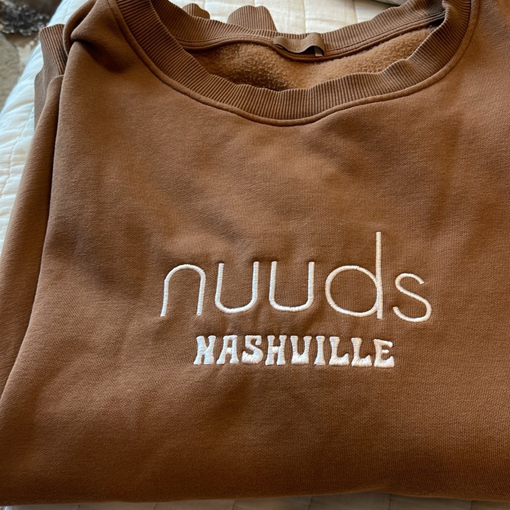 NUUDS sweatshirt, promo bag and keychain from Nashville Pop up
